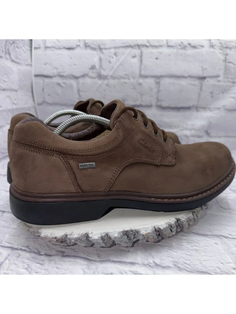 Clarks Ronnie Walk GTX Shoes Mens Size 12 Brown Nubuck Gore-Tex Active Air